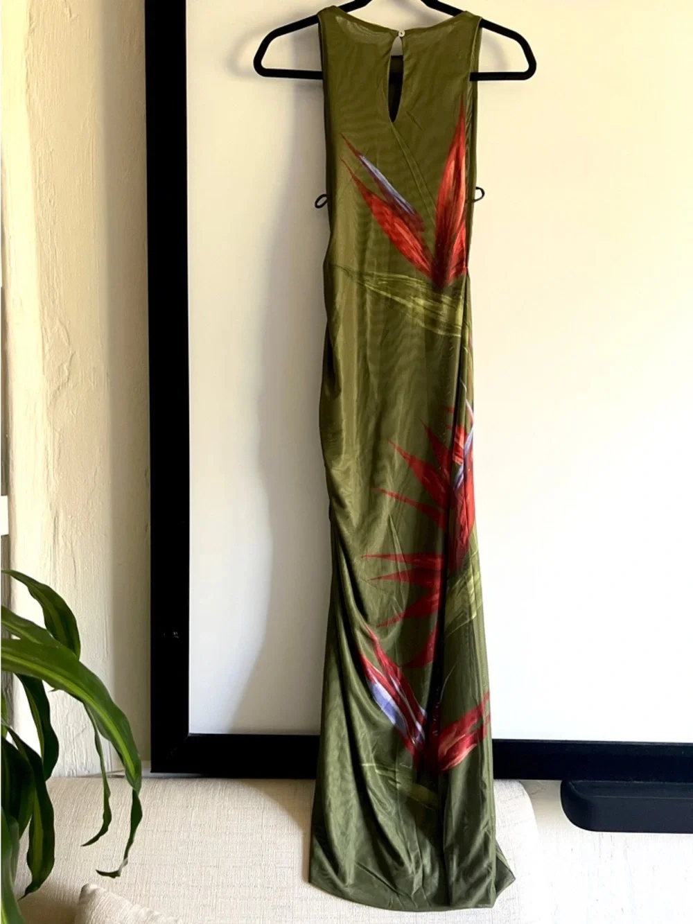 FARM Rio Dark Green Strelitzia Maxi Mesh Cover-up Beachwear Dress Size Small NWT